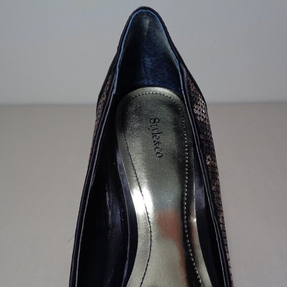 Style & Co. Size 8 M / NAVEAH / Black / Sequin / Satin Heels New Women's Shoes - Picture 14 of 16